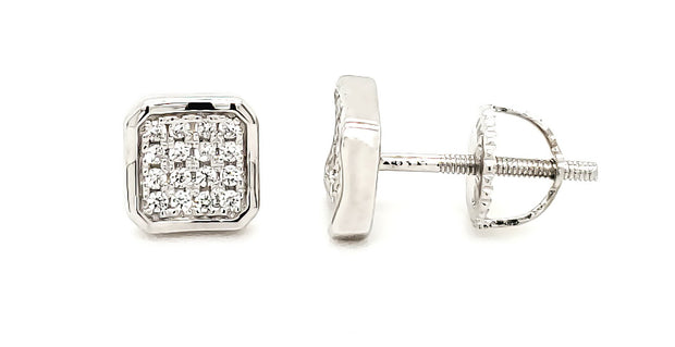 MICRO PAVE 925 STERLING SILVER EARRING RHODIUM PLATING WITH CUBIC ZIRCONIA