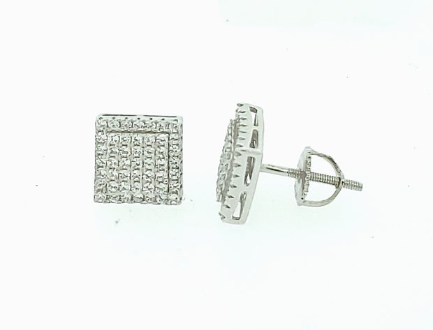 Micro Pave 925 Sterling Silver Earring Rhodium Plating with Cubic Zirconia