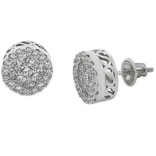 Micro Pave 925 Sterling Silver Earring Rhodium Plating with Cubic Zirconia