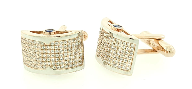Micro Pave 925 Sterling Silver Men's Cuff Links 14K Rose Gold Plating with Cubic Zirconia