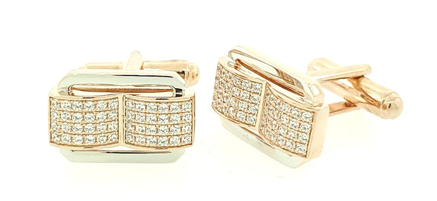 Micro Pave 925 Sterling Silver Men's Cuff Links 14K Rose Gold Plating with Cubic Zirconia