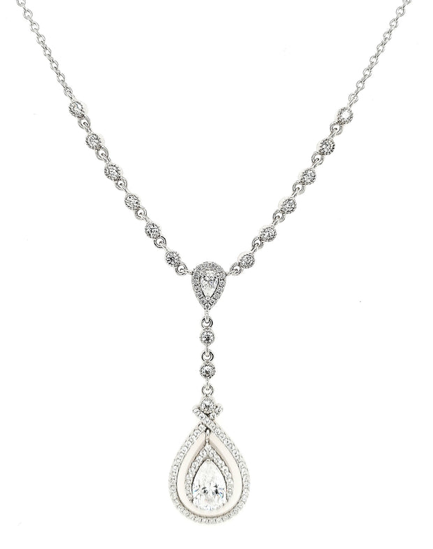 MICRO PAVE 925 STERLING SILVER NECKLACE RHODIUM PLATING WITH CUBIC ZIRCONIA