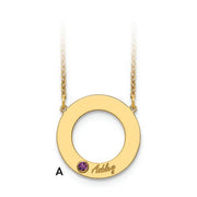 Family Pendant Name and Birthstone Circle Necklace